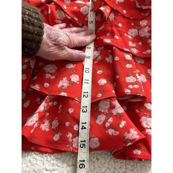 Sage The Label Red Poppy Punch Tiered Mini Skirt Size L - Picture 6 of 8